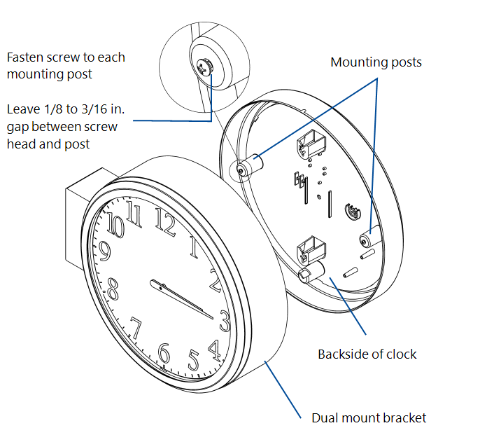 Install Analog Clock 16" dualsided Primex Support