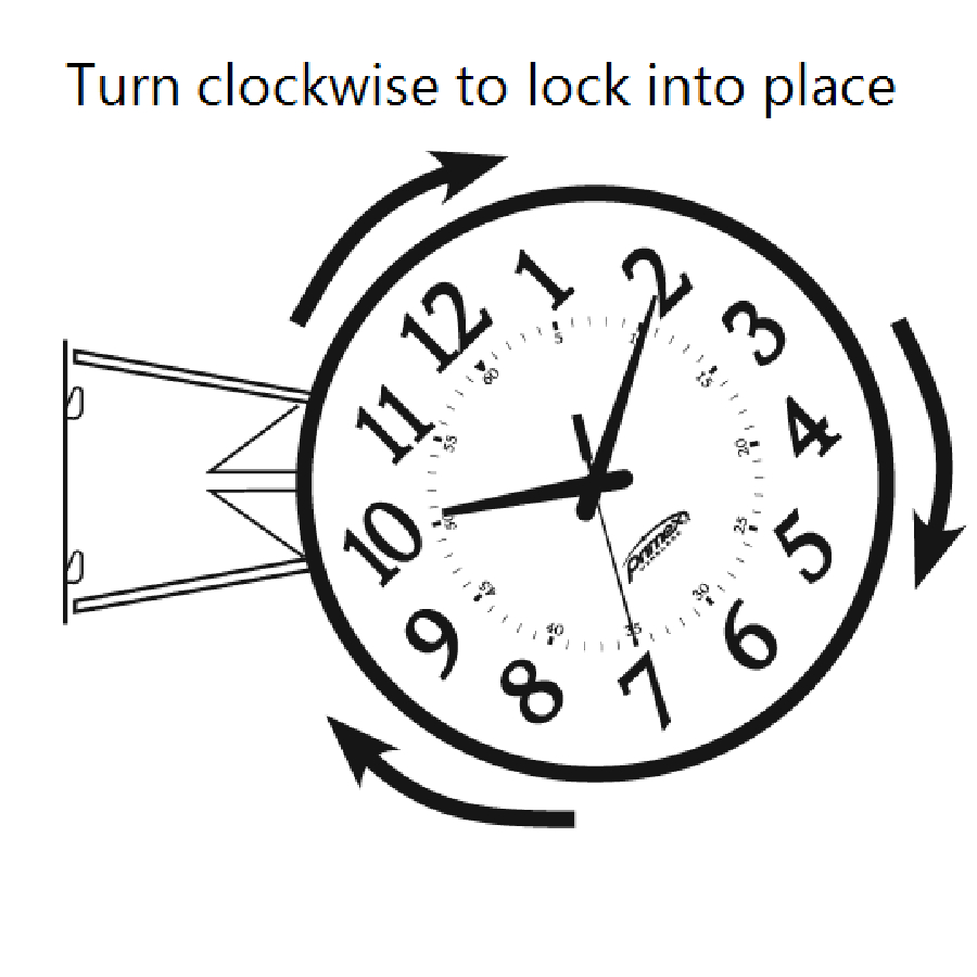 Install Analog Clock 12" dualsided (battery powered) Primex Support